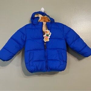 Boys Unisex Unbranded Winter Hoodie Puffer Jacket Full Zip Sherpa Lined 3 NWT
